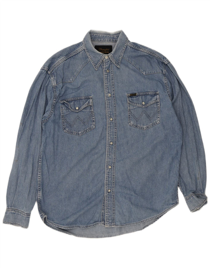 Cămașă Western denim pentru bărbați Wrangler, bumbac albastru mare