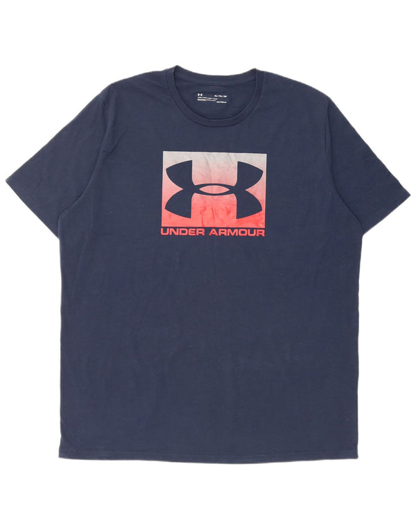 Tricou grafic Under Armour pentru bărbați Heat Gear Top XL Bumbac bleumarin