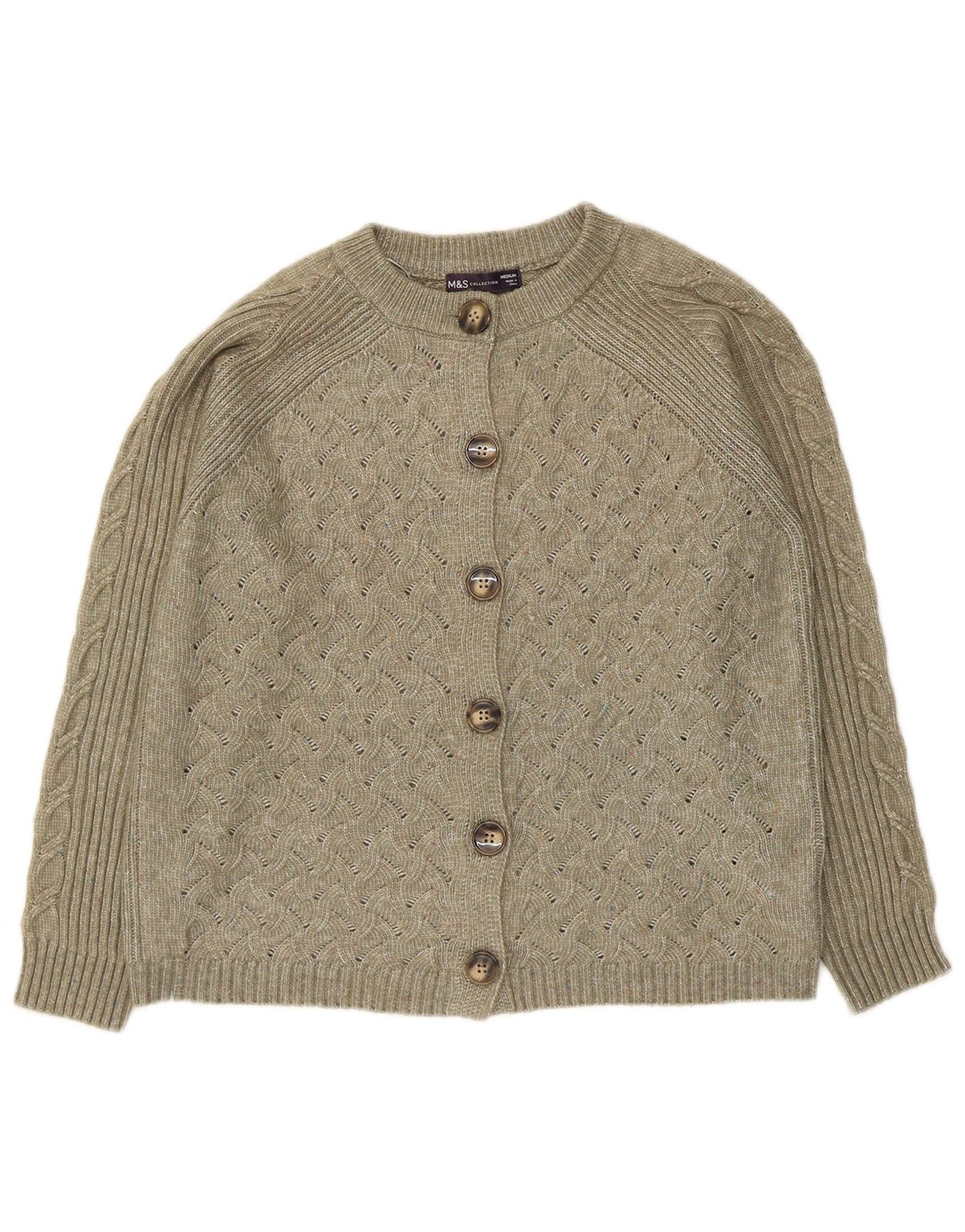 Pulover cardigan pentru femei Marks & Spencer UK 14 Poliester kaki mediu