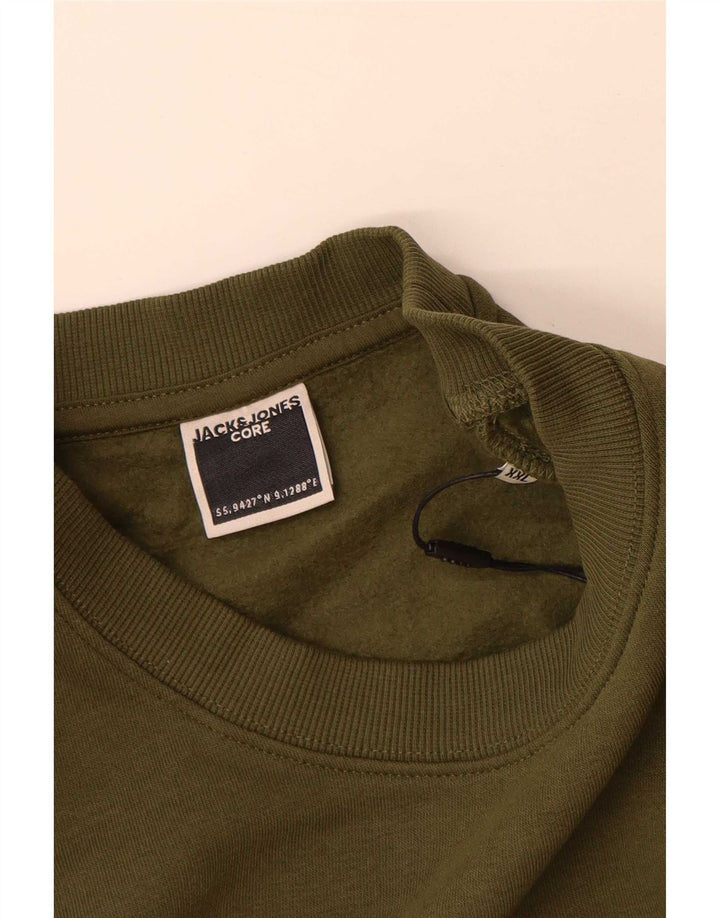 Pulover cu grafic pentru bărbați Jack & Jones, bumbac kaki 2XL