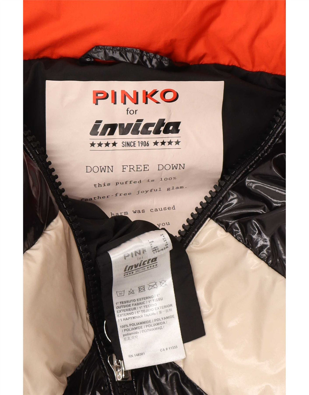 Jachetă căptușită supradimensionată pentru femei Pinko, UK 6 XS, negru, bloc de culoare