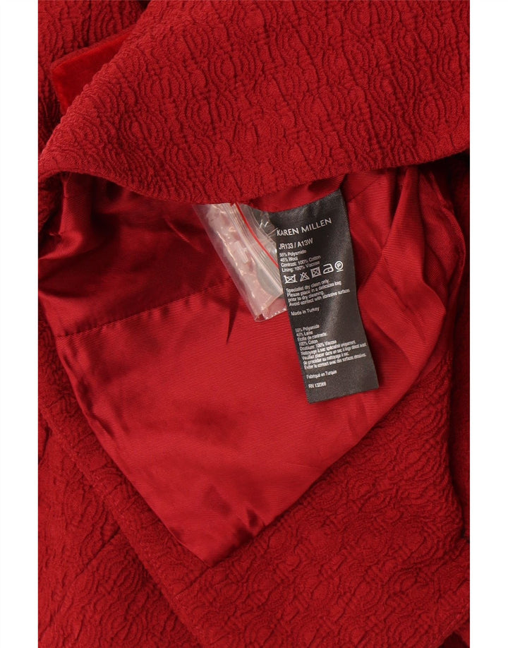 Jachetă Karen Millen pentru femei Crop Blazer UK 12 Medium Burgundy Poliamidă