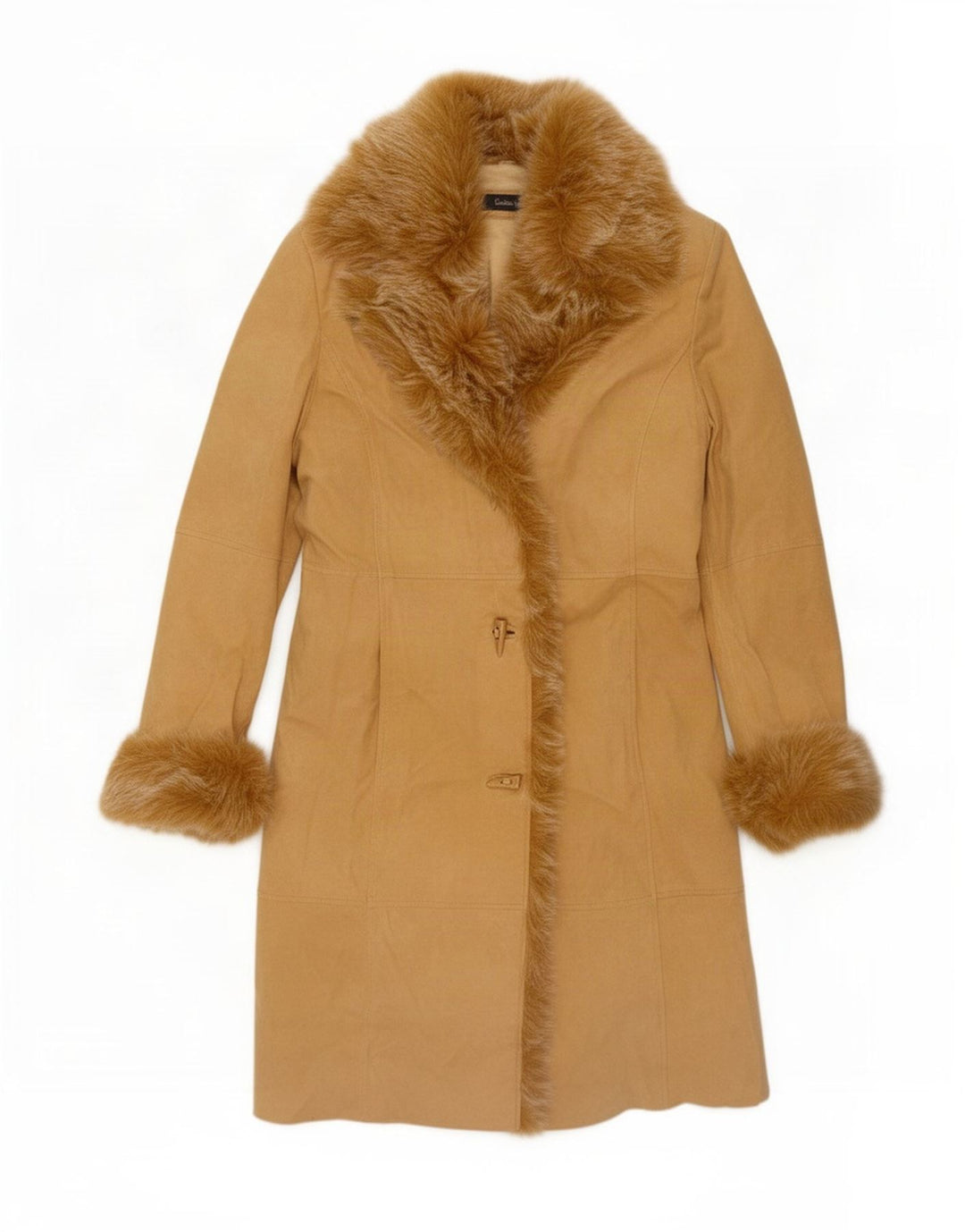 Pardesiu vintage de damă din piele intoarsa EU 38 Medium Beige Piele