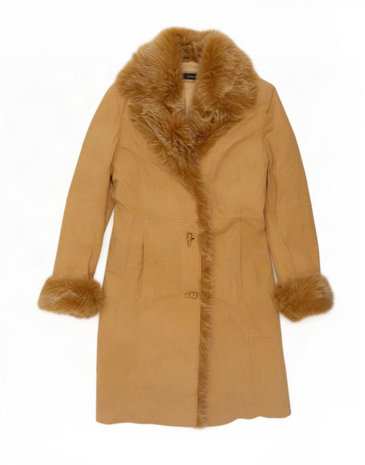 Pardesiu vintage de damă din piele intoarsa EU 38 Medium Beige Piele