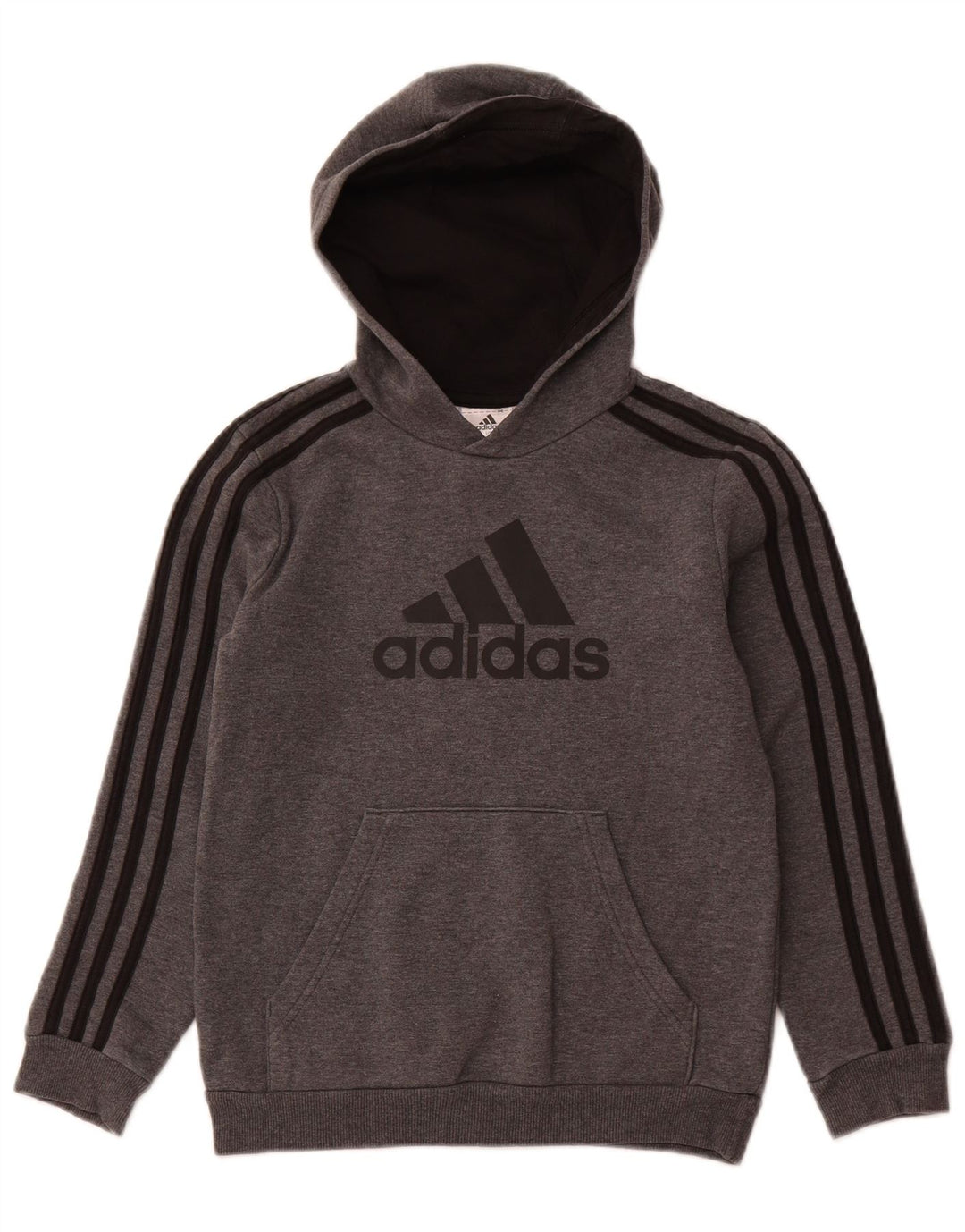 Pulover ADIDAS pentru băieți, cu glugă, 9-10 ani, gri bumbac