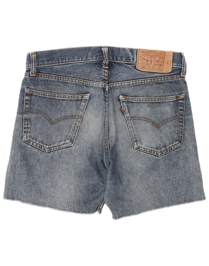 Pantaloni scurți din blugi pentru bărbați LEVI'S 501 W34, bumbac albastru mare