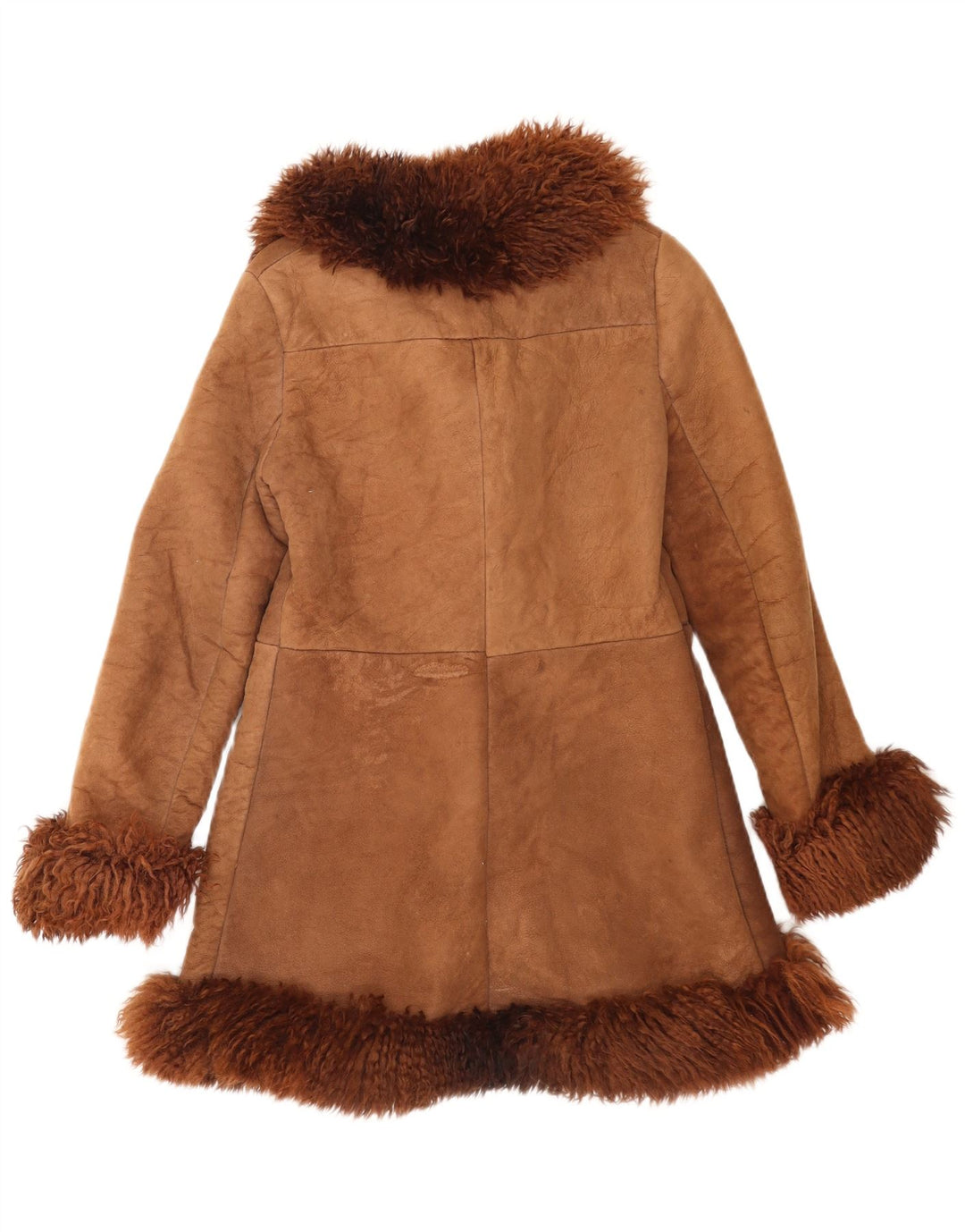 Palton vintage pentru femei din shearling UK 8 mic maro mozaic