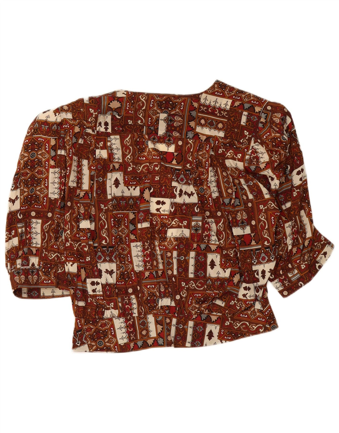 Bluză pentru femei VINTAGE cămașă loose fit IT 44 Medium Brown Patchwork