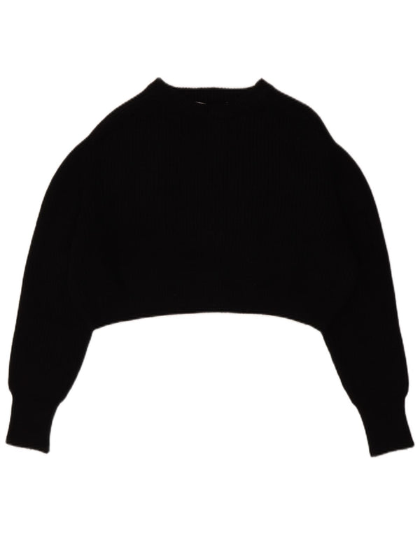 Pulover de damă Zara Crop oversize cu gât de barcă UK 14 Medium Negru