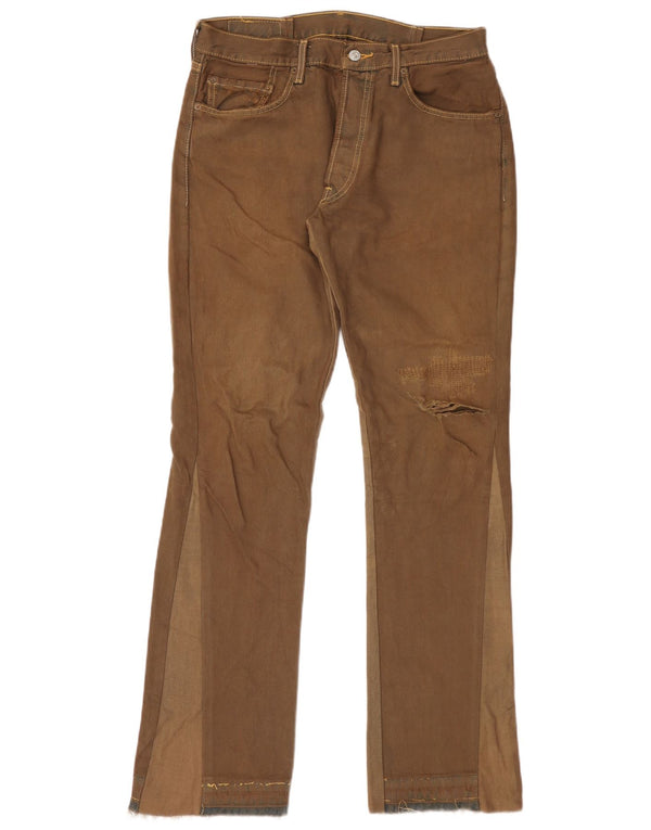 Blugi drepți distressed 501 Levi's pentru bărbați W34 L30 maro bumbac color bloc