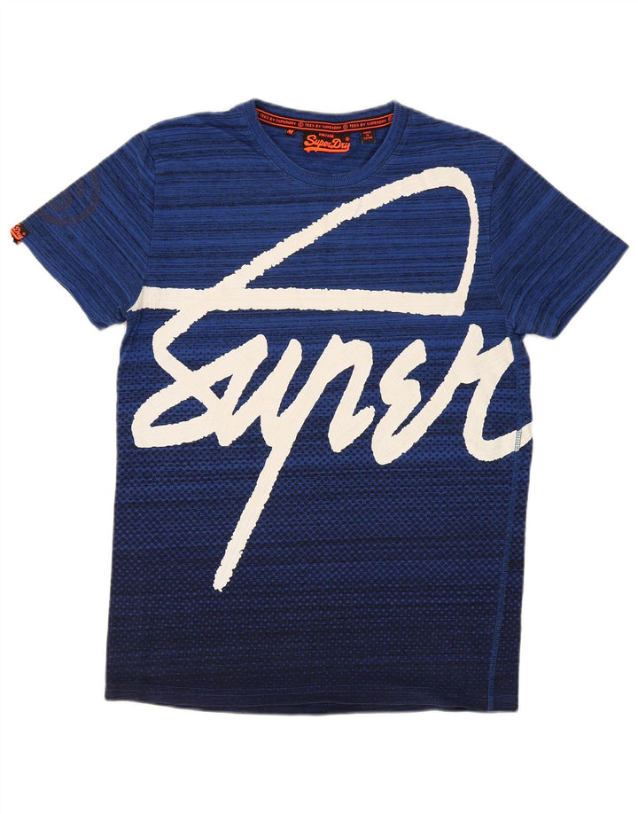 Tricou cu grafic normal Superdry pentru bărbați Top din bumbac cu dungi albastre medii