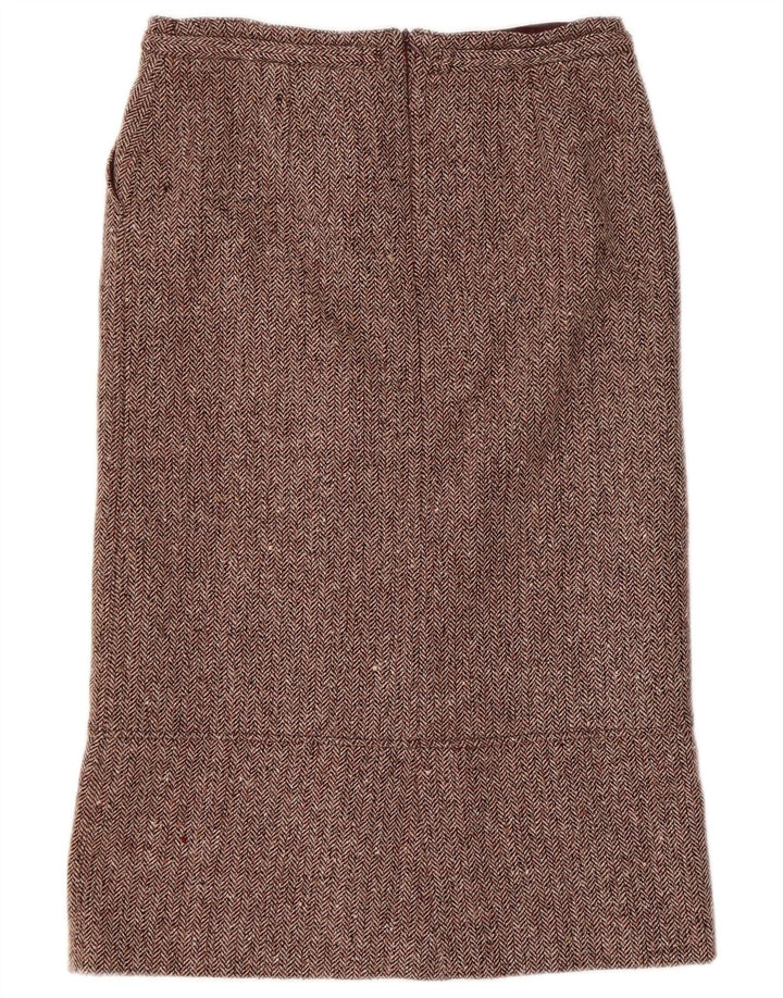 Fusta dreaptă pentru femei vintage EU 38 Medium W30 Burgundy Herringbone Wool