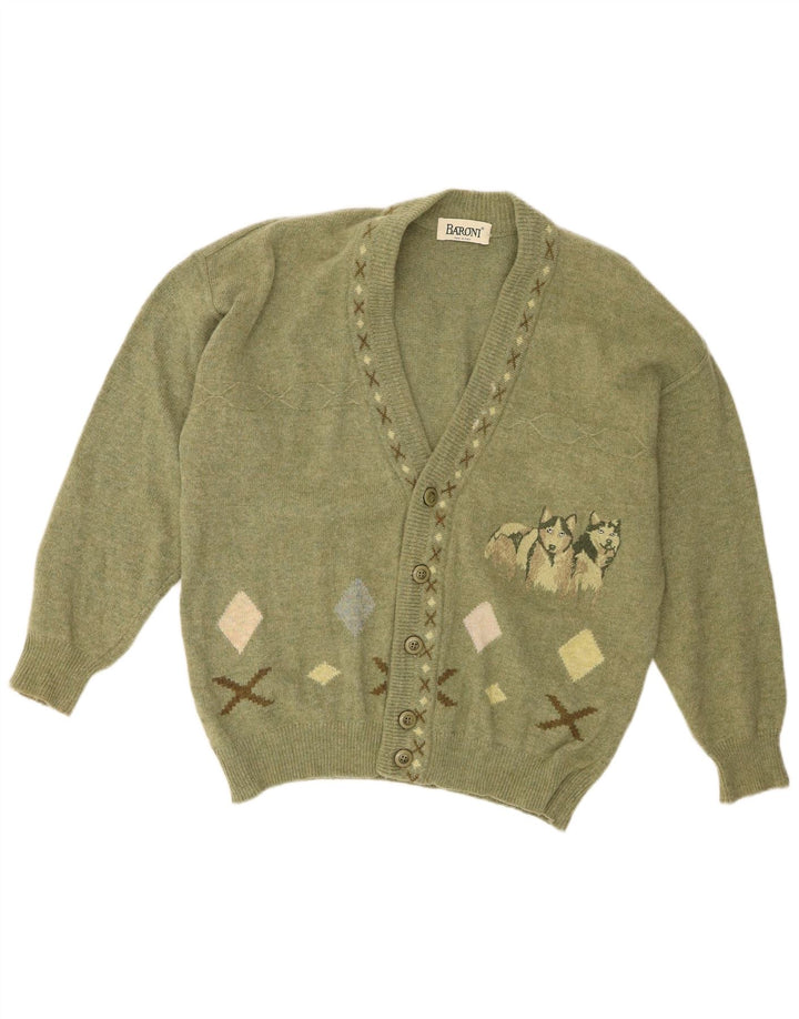 Pulover cardigan pentru bărbați Baroni IT 48 Medium Green Argyle/Diamond