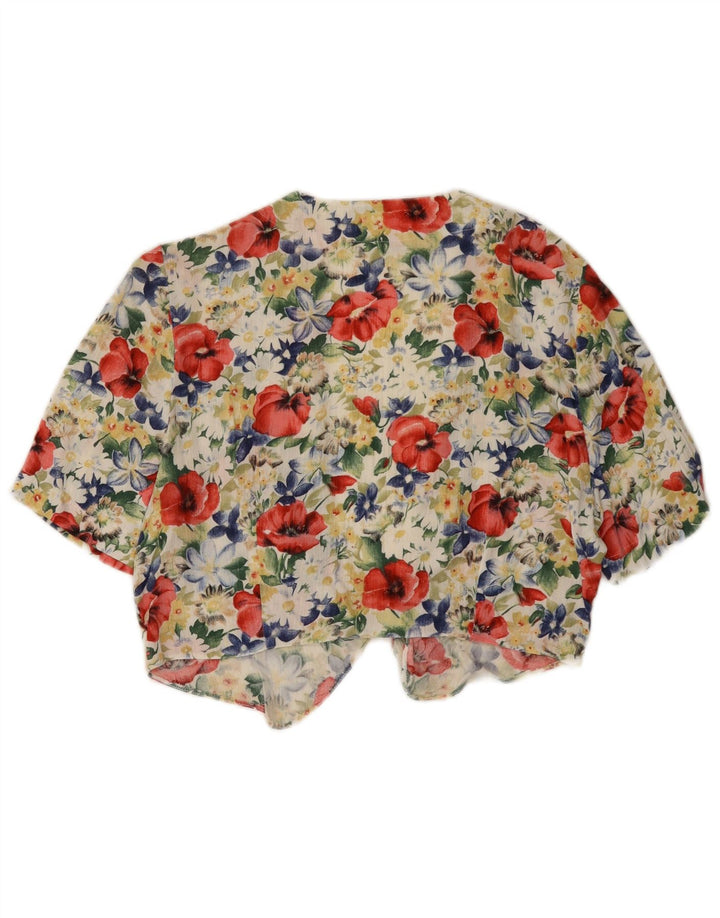 Bluză Vintage pentru femei Crop Top UK 12 Medium Multicolor Floral Viscose