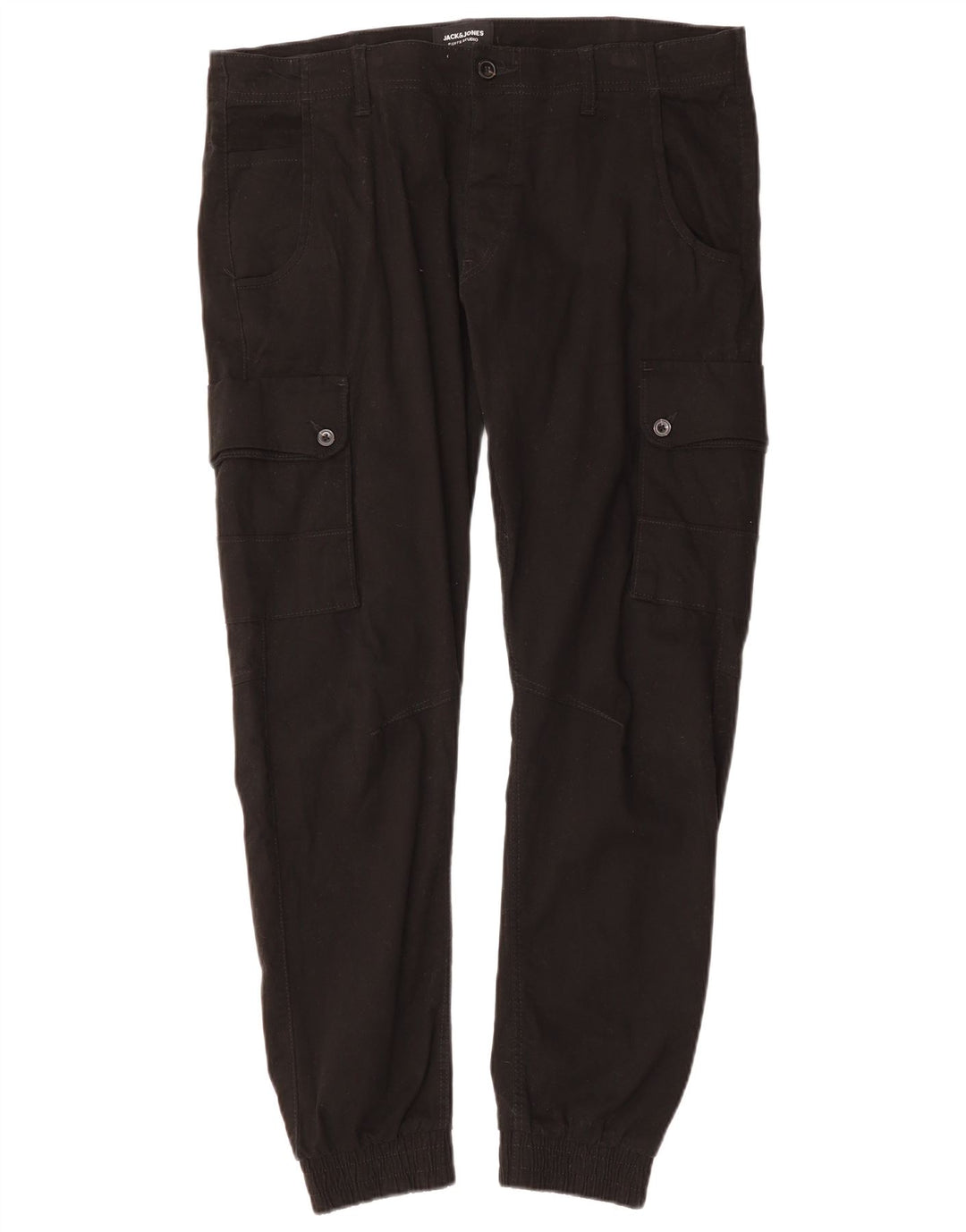 JACK & JONES Pantaloni cargo conici pentru bărbați, W36 L29, bumbac negru