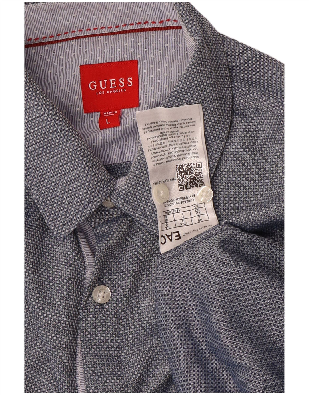 Cămașă Guess pentru bărbați, mare, albastru, geometric din bumbac