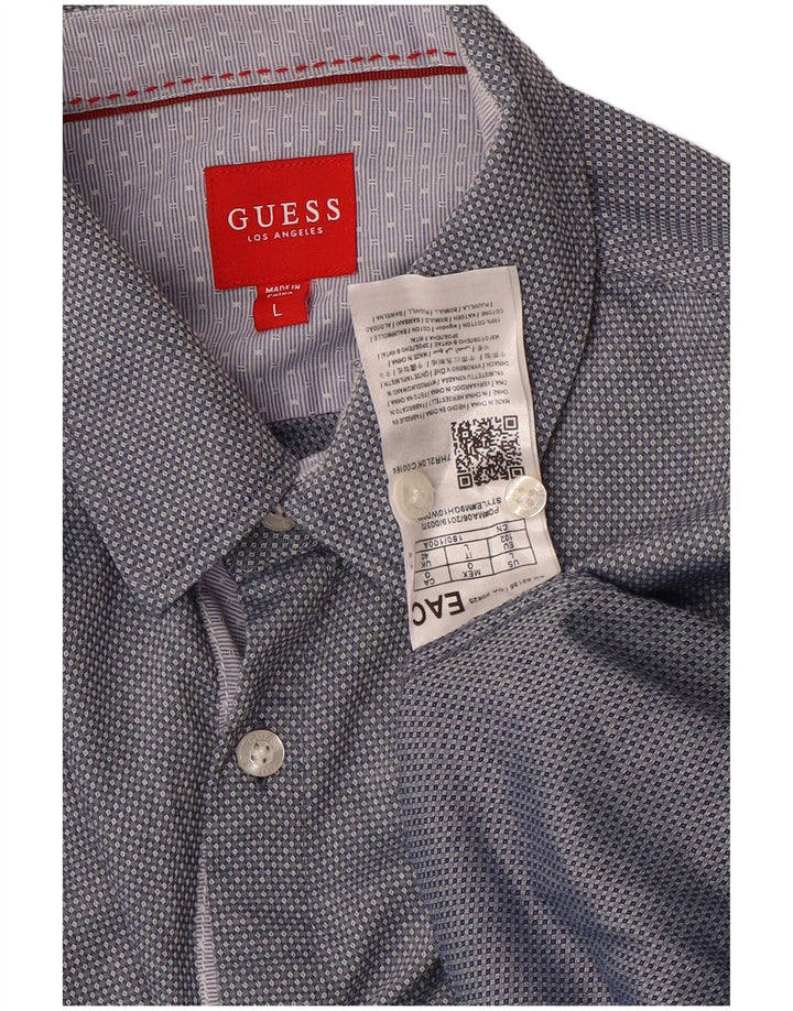 Cămașă Guess pentru bărbați, mare, albastru, geometric din bumbac