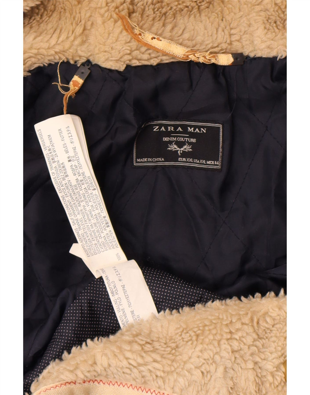 Jachetă bomber cu glugă pentru bărbați Zara UK 44 2XL Kaki Poliester