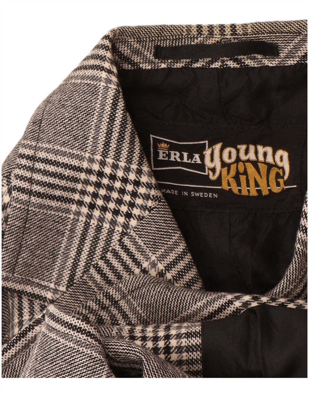 Jachetă vintage pentru bărbați cu 2 nasturi, UK 38, poliester cu carouri, gri mediu