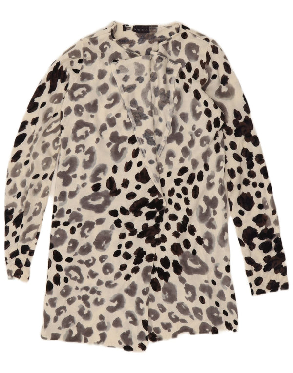Pulover cardigan deschis pentru femei Marks & Spencer UK 10 Small White Animal Print