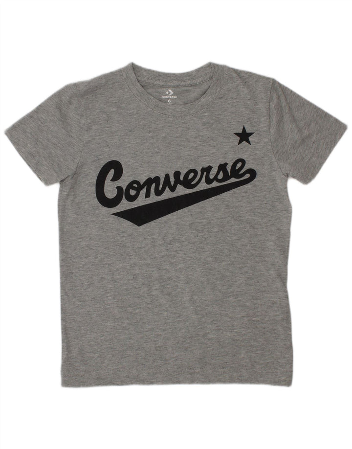 Tricou grafic Converse pentru băieți Top 5-6 ani bumbac gri mediu
