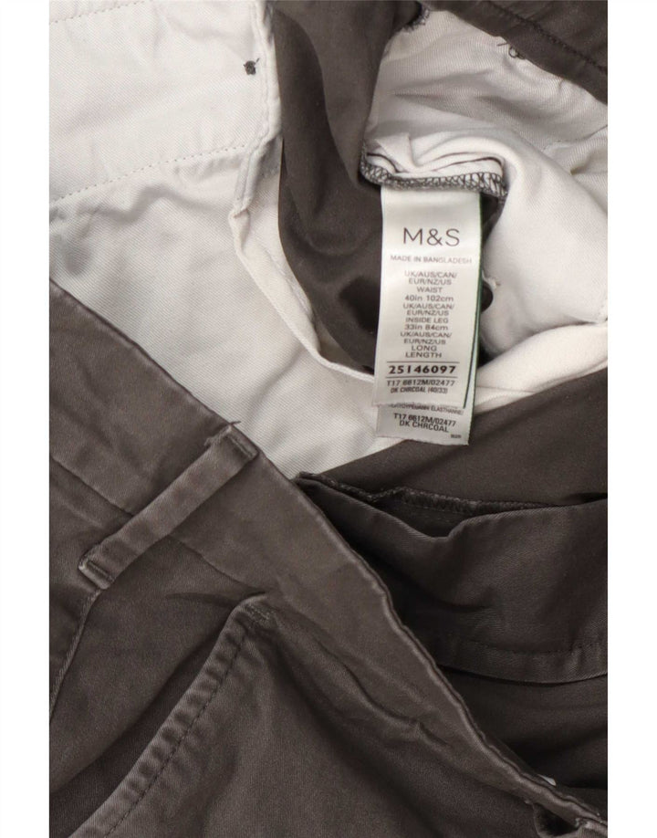 Pantaloni chino pentru bărbați Marks & Spencer, cu ajustare normală, L40 L33, bumbac gri
