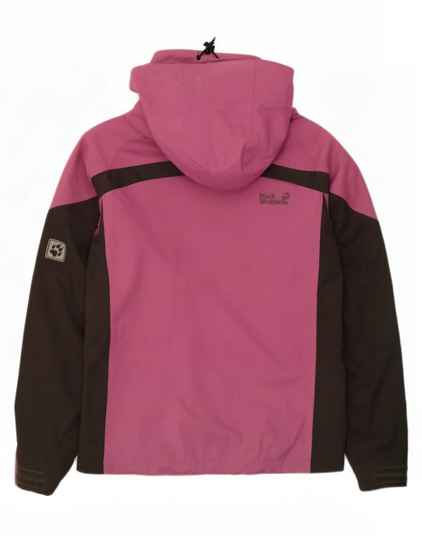 Jack Wolfskin Jachetă de ploaie cu glugă pentru femei UK 10 Small Violet Colorblock