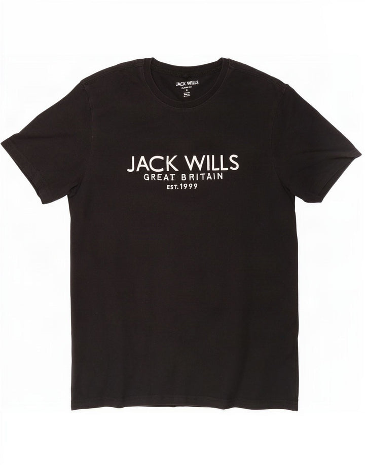 Tricou cu grafică Jack Wills pentru bărbați, cu croiala clasică, top mediu din bumbac negru