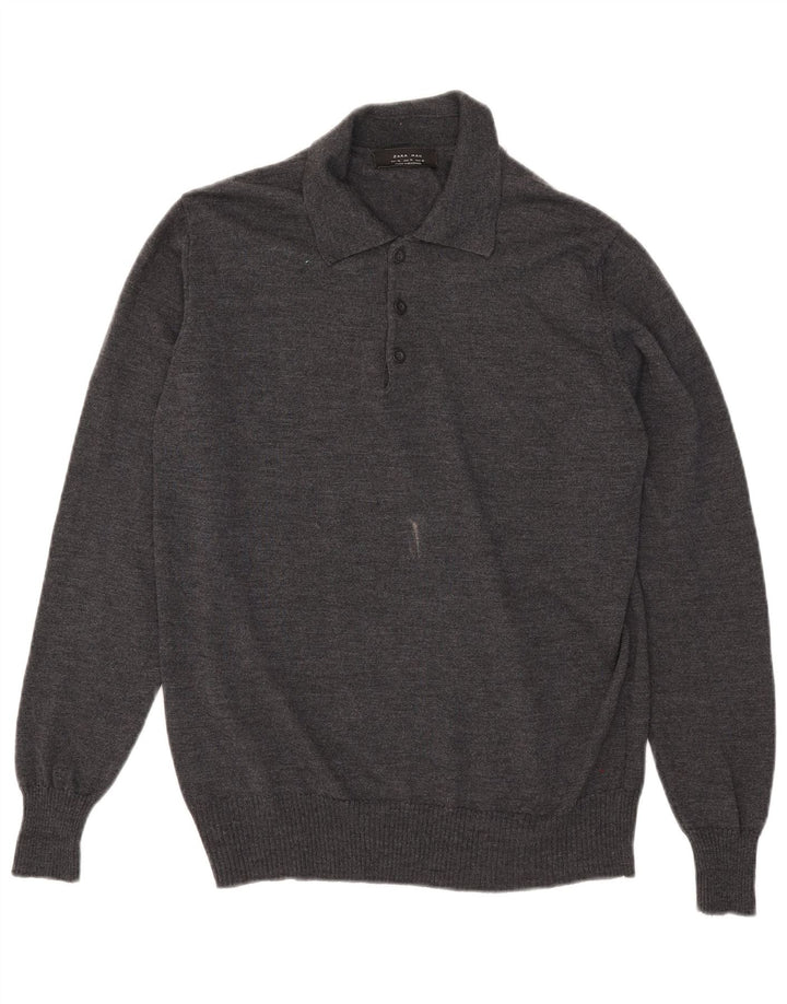 Pulover pentru bărbați Zara, cu gât polo, XL, gri
