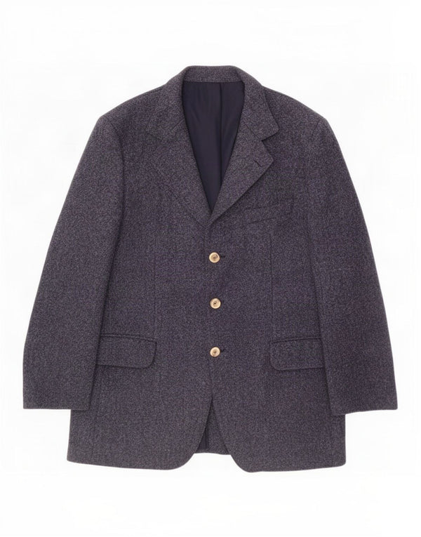 Jachetă pentru bărbați Harris Tweed, cu 3 nasturi, UK 40, mare, albastru, lână nouă