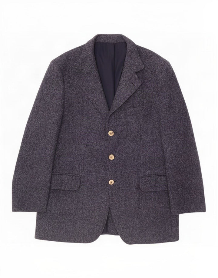 Jachetă pentru bărbați Harris Tweed, cu 3 nasturi, UK 40, mare, albastru, lână nouă