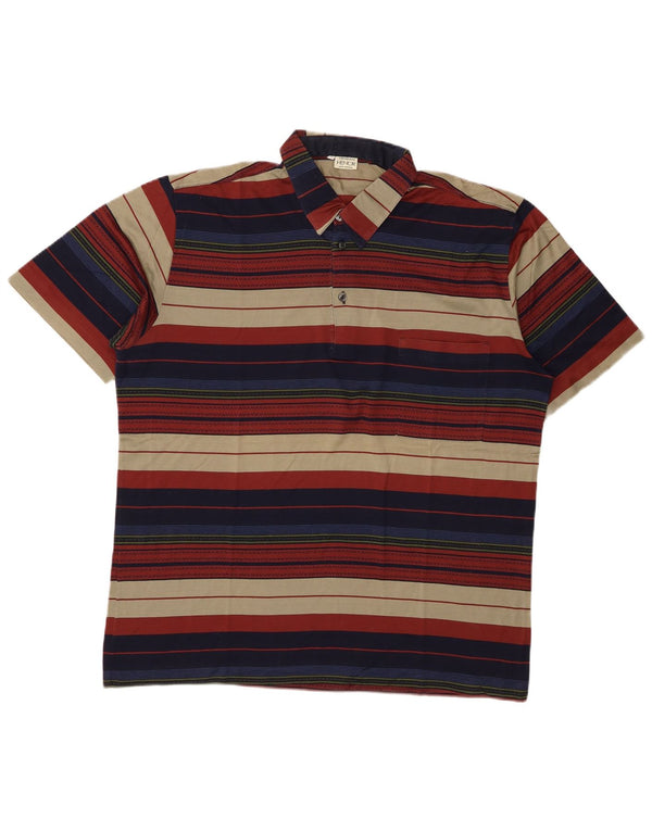 Tricou polo vintage pentru bărbați, bumbac cu dungi multicolore