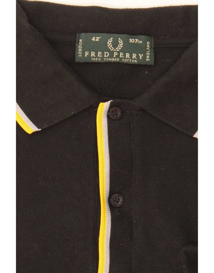 Cămașă polo Fred Perry pentru bărbați, bumbac cu dungi negre medii