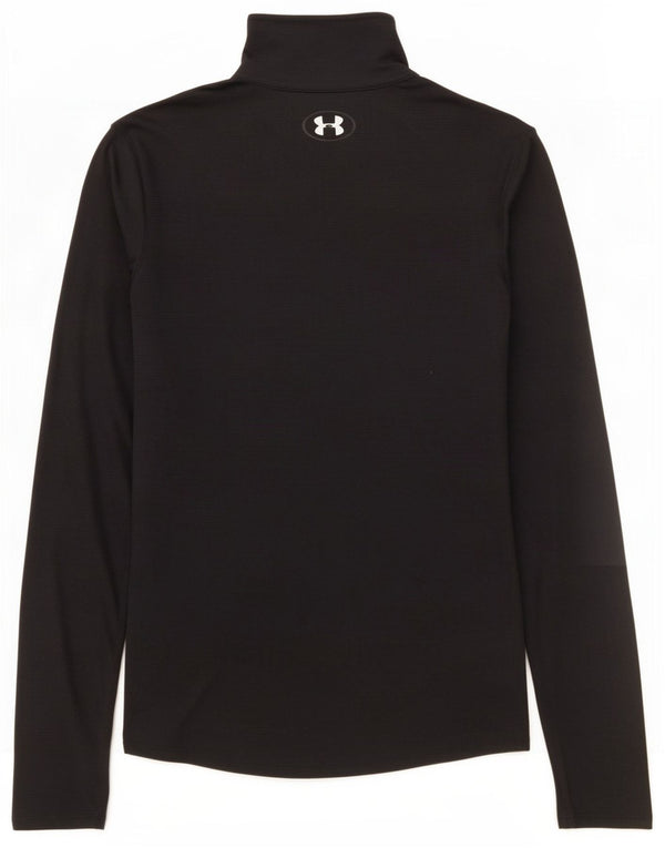 Under Armour pentru bărbați Heat Gear Zip Neck Top cu mânecă lungă Mic Negru