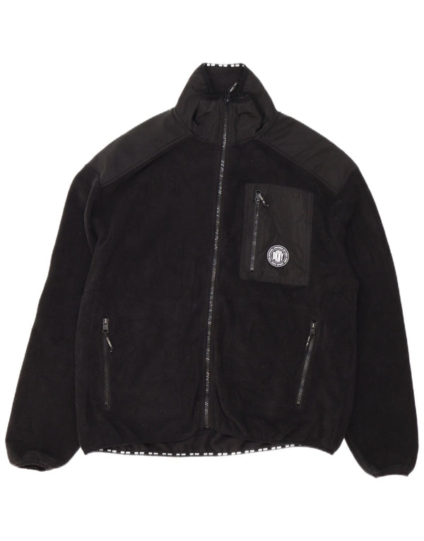 DKNY Mens Fleece Jacket UK 38 Medium Black Polyester