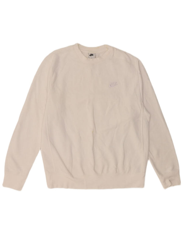 NIKE Mens Sweatshirt Jumper Medium White Cotton