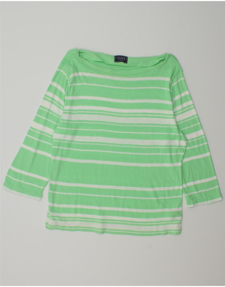 CHAPS Womens Top 3/4 Sleeve UK 16 Large Green Striped Vintage Chaps and Second-Hand Chaps from Messina Hembry 