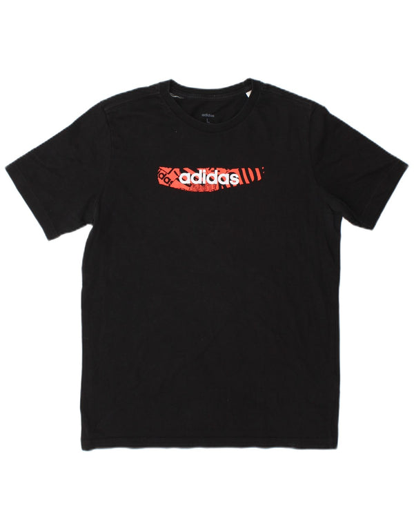 Tricou grafic Adidas pentru băieți Top 13-14 ani bumbac negru