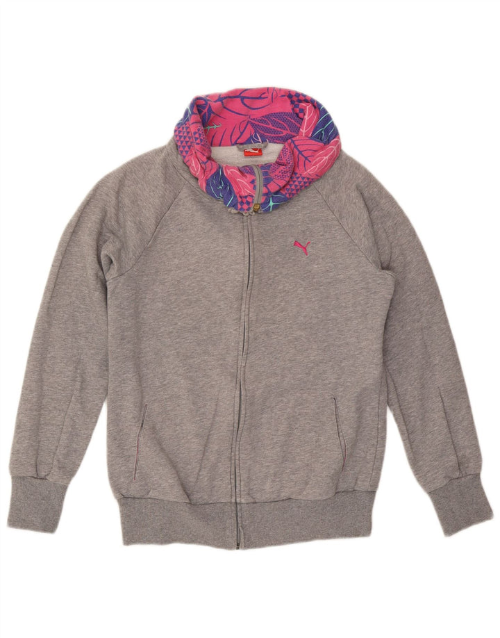 Jachetă de trening PUMA pentru femei UK 12, bumbac floral, gri mediu