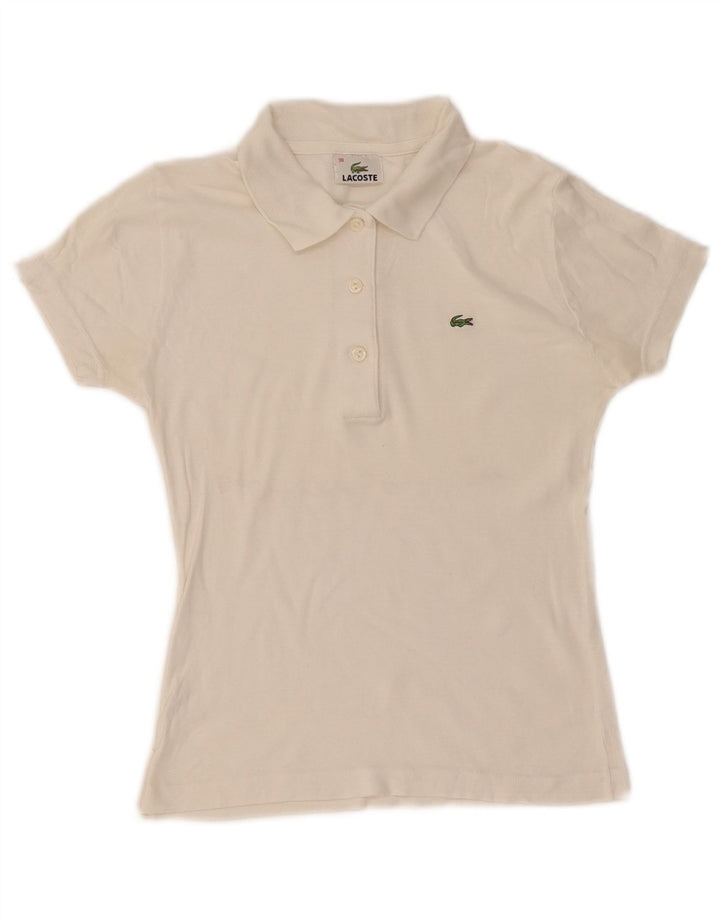 Tricou polo Lacoste pentru femei, mărimea 38, bumbac alb, mediu