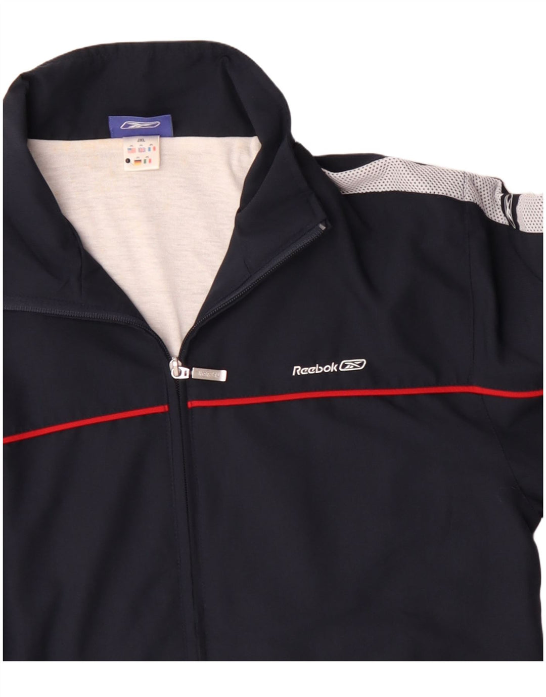 Jachetă de trening Reebok pentru băieți 15-16 ani XL bleumarin, color block