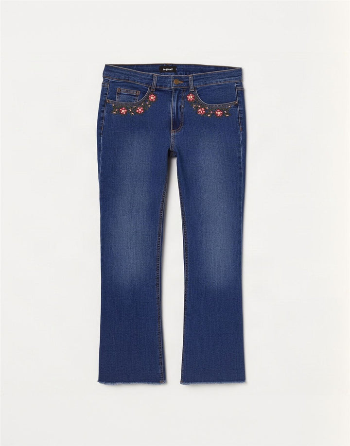 Blugi Desigual pentru femei Bootcut EU 38 Medium W28 L27 Blue Floral Bumbac