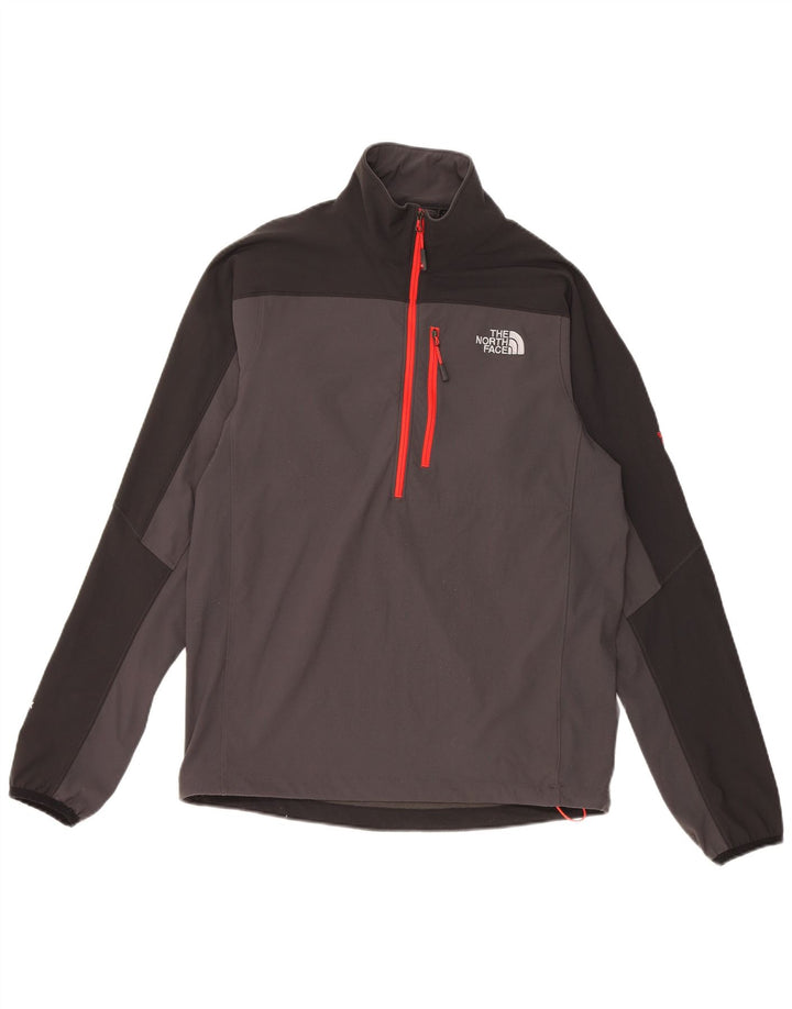 Top de trening The North Face pentru bărbați, cu fermoar și gât, color block, gri mic