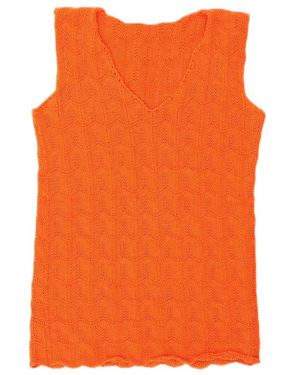 Vintage Womens Vest Tank Top UK 14 Medium Orange