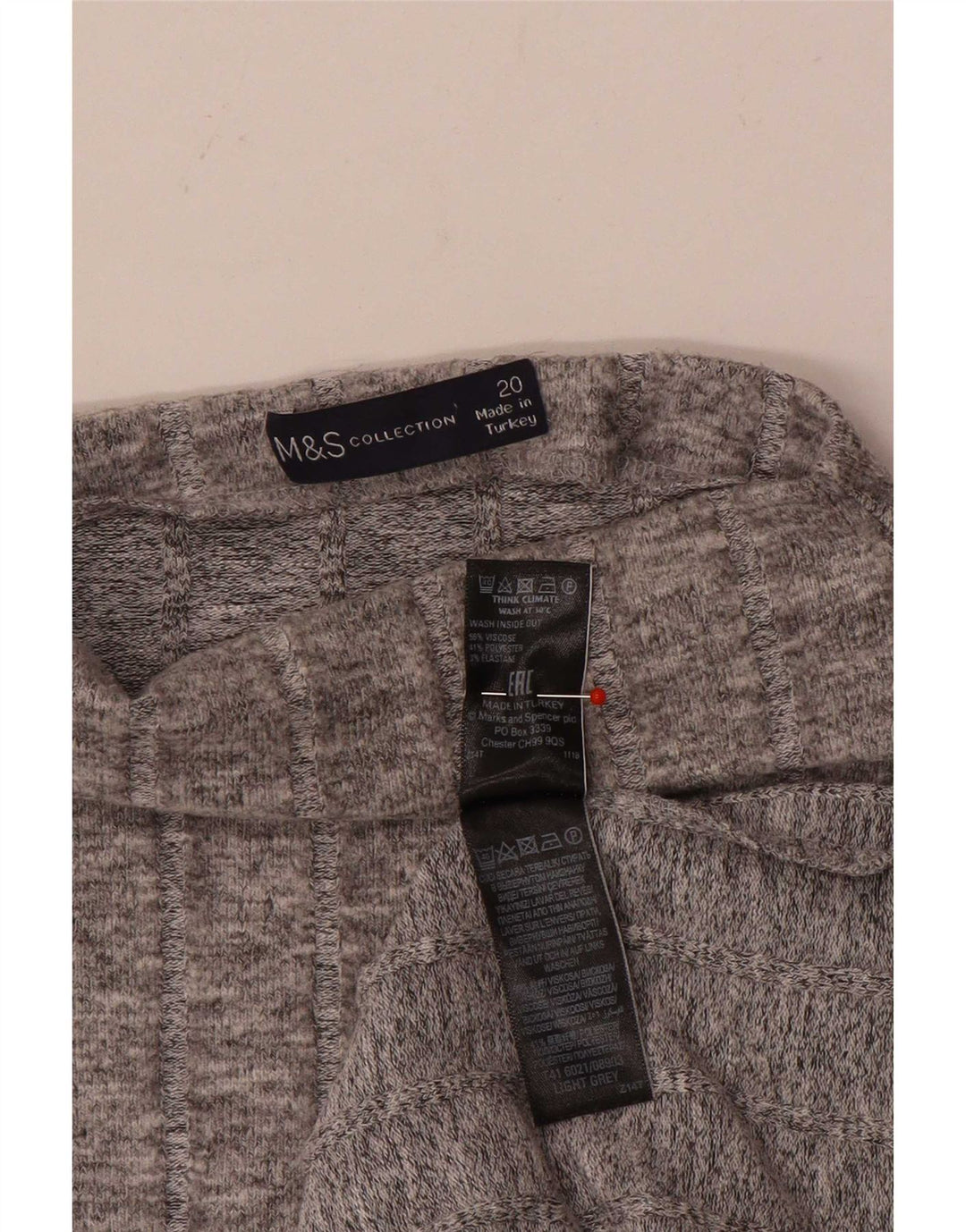 Marks & Spencer Top pentru femei cu mânecă lungă UK 20 2XL Gri Viscoză