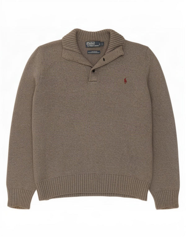 Pulover Polo Ralph Lauren pentru bărbați, cu gât cu nasturi, bumbac mare, gri