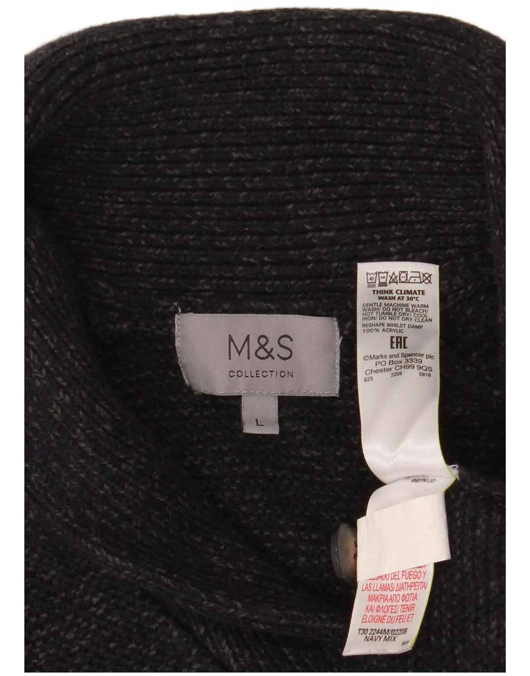Cardigan pentru bărbați Marks & Spencer, mare, acrilic, albastru bleumarin