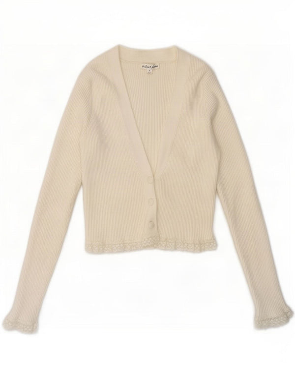Cardigan Vintage pentru femei UK 8 Small White Viscose