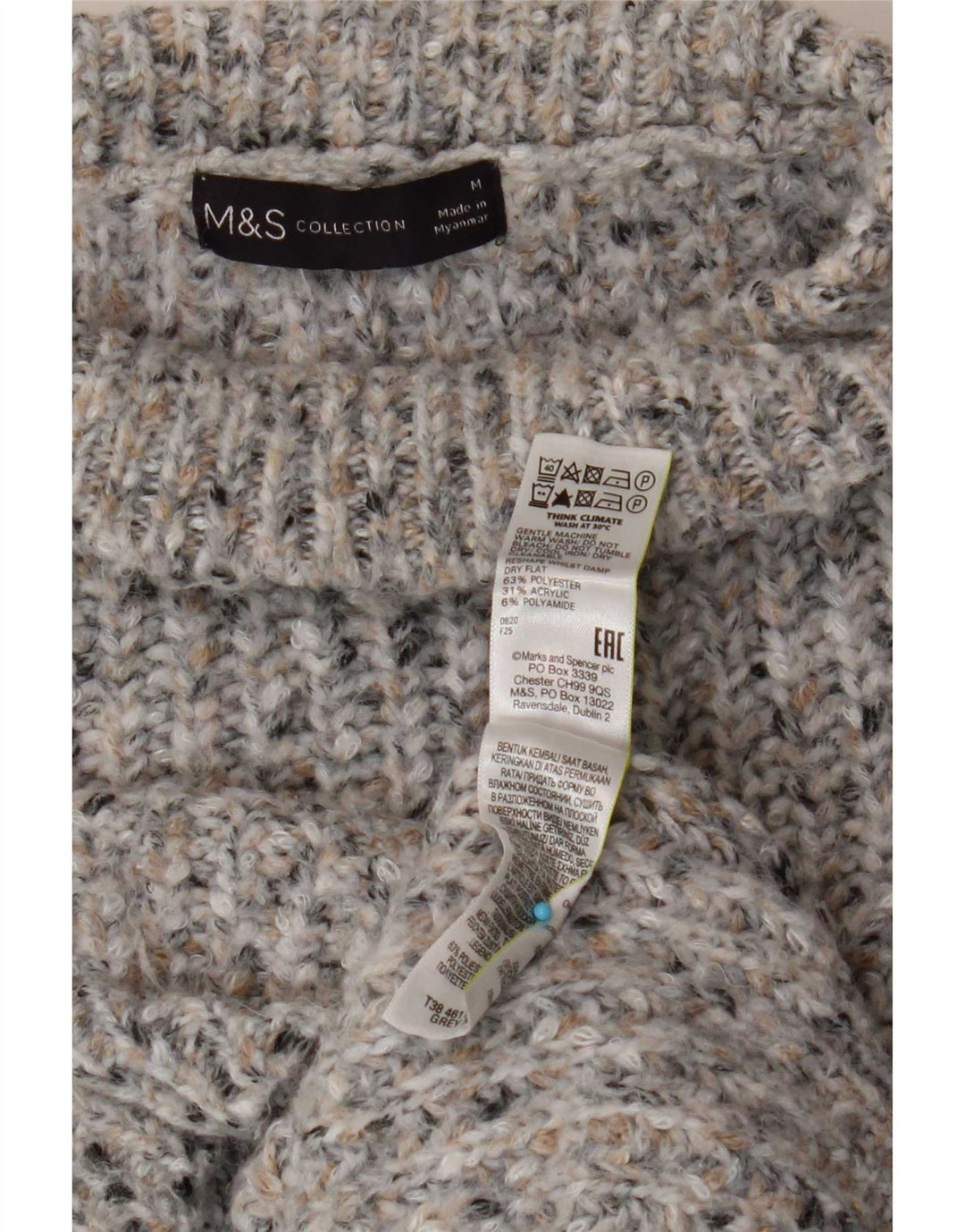 Pulover cu gât țestoasă pentru bărbați Marks & Spencer UK 14 Medium Gri Pete