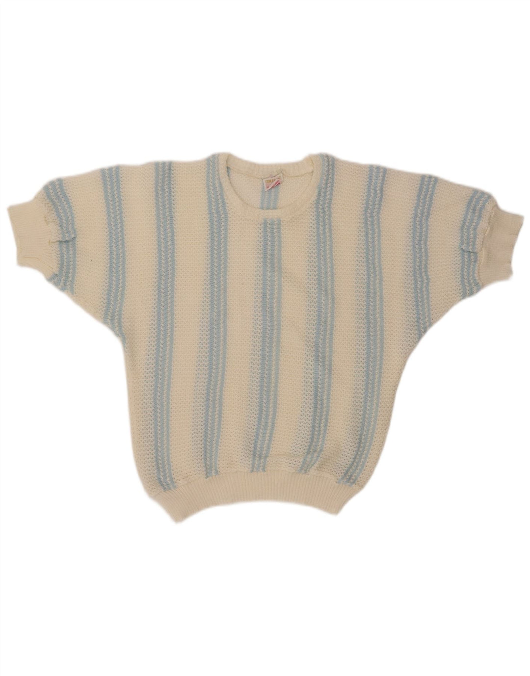 Pulover VINTAGE pentru femei cu decolteu cu barca UK 12 Medium în dungi alb-cadru